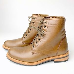 Nisolo Womens Amalia All Weather Laced Boot - Brown Leather Water Resistant 7.5